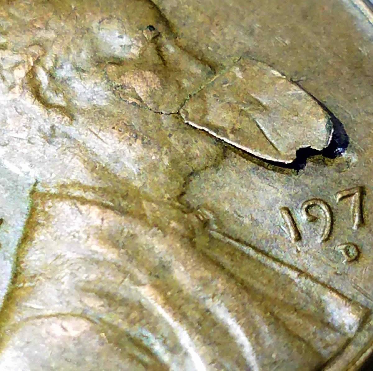1971-D-Lincoln-Major-Lamination-On-Obverse